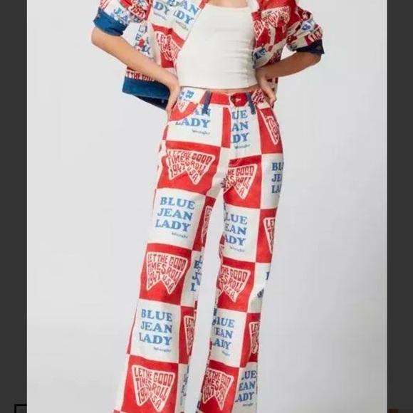 Wrangler festival pants, 70s inspired Colorful Graphic Print Women's Pants - Picture 1 of 5